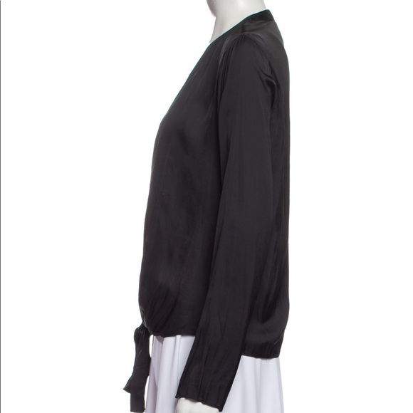 Alexis Black Silk Blouse Tie Front (21) - Picture 2 of 5